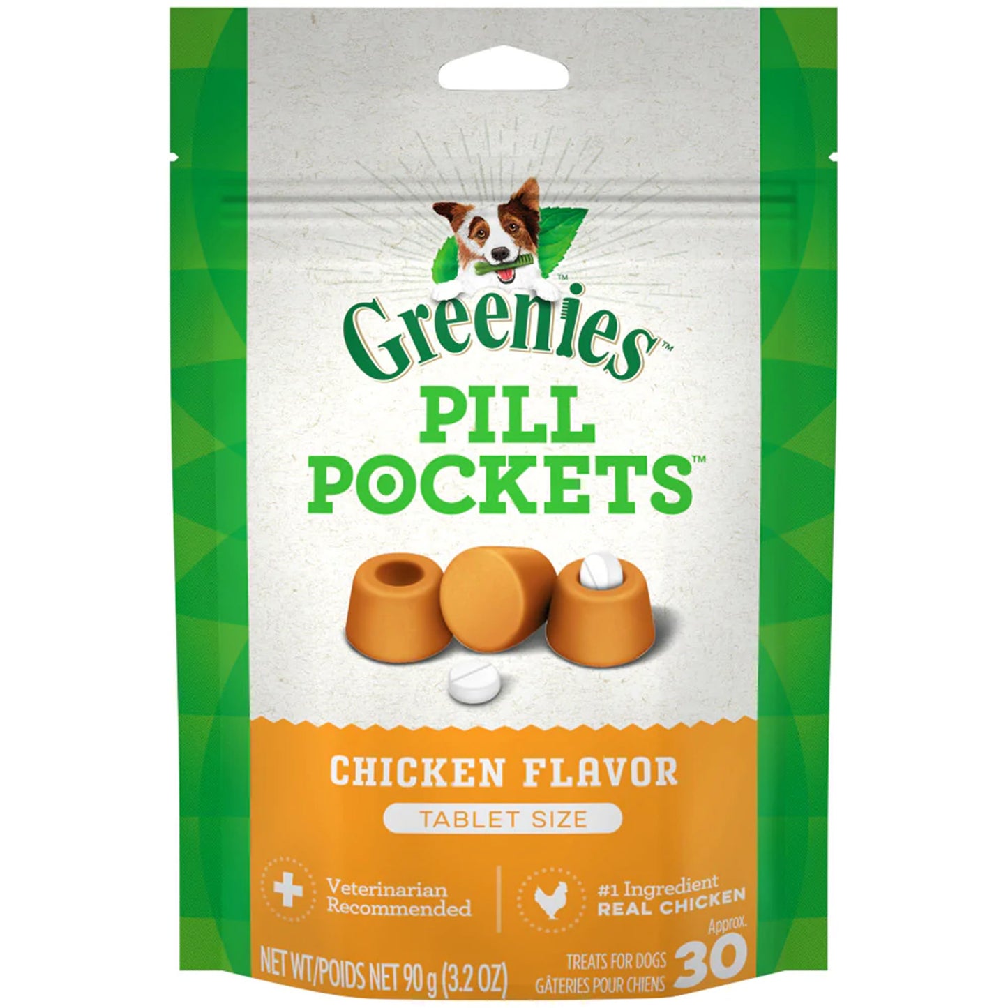 Greenies Pill Pockets Dog Treats Chicken Flavor Tablet 30 ct, 3.2 oz, Greenies