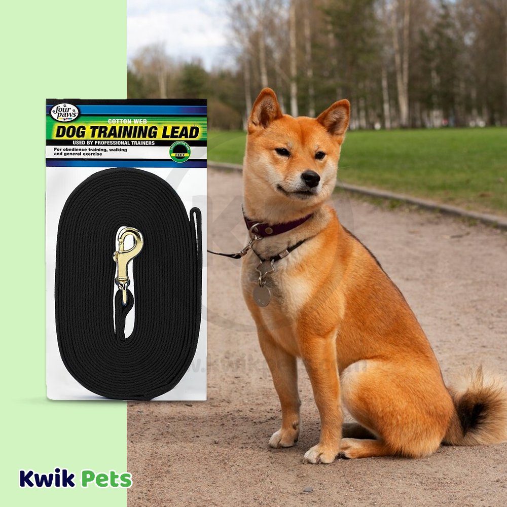 Dog Image of Four Paws Cotton Web Dog Training Lead Black 10-ft