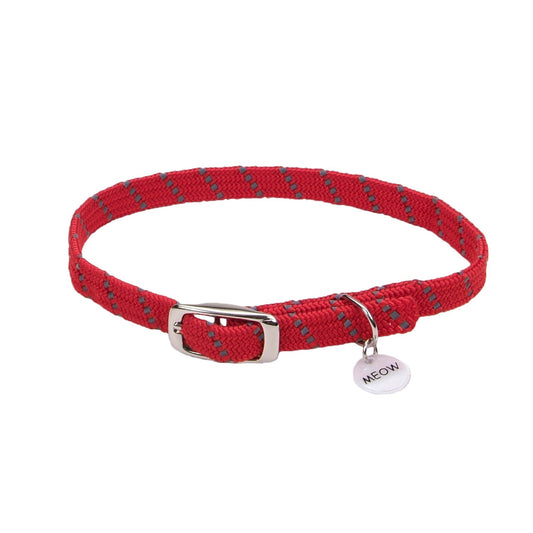 Elasta Cat Reflective Safety Stretch Collar with Reflective Charm Red 3/8 In X 10 in, Elasta Cat
