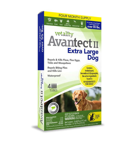 Vetality Avantect II Flea & Tick For Dogs, 0.648 fl oz, 4 ct, Vetality