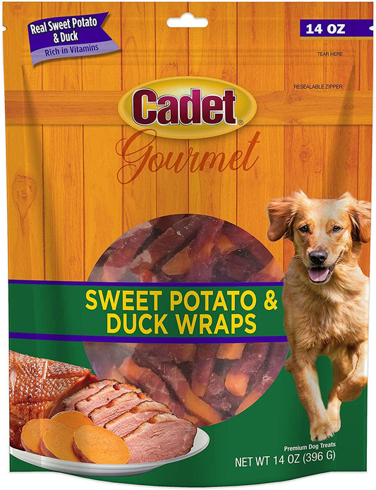 Cadet Gourmet Sweet Potato & Duck Wrapped Dog Treats Wraps, Duck & Sweet Potato, 14oz, Cadet