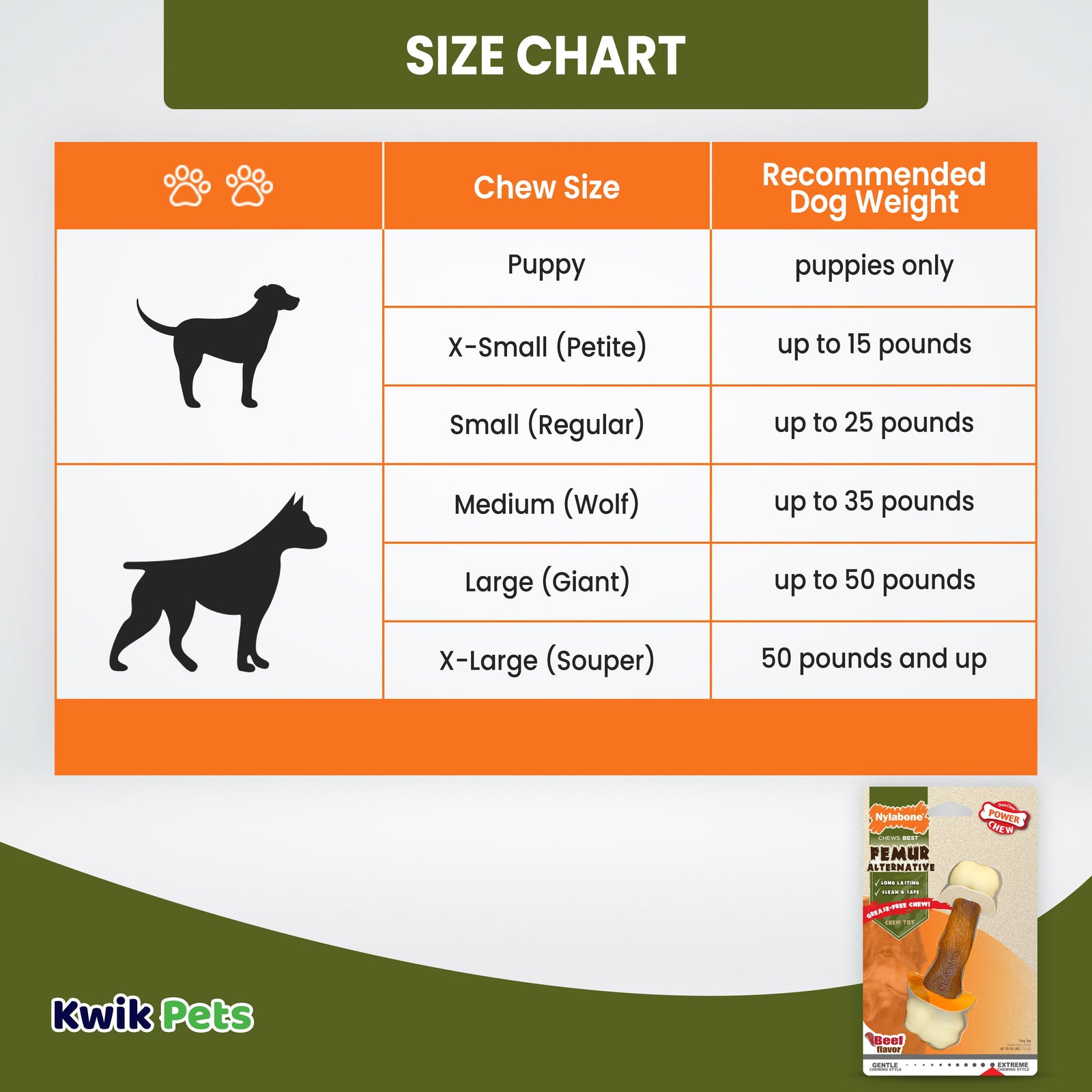 Nylabone Femur Bone Rawhide Alternative Beef Flavor Medium/Wolf - Up To 35 lb - 5