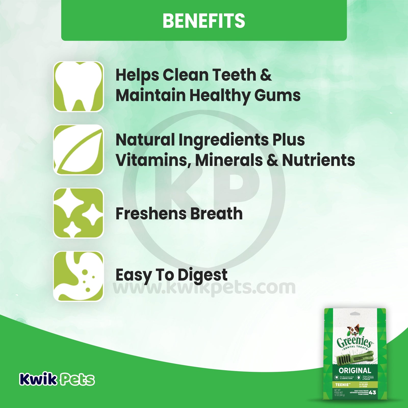 Greenies Dog Dental Treats Original, Teenie, 43 Count, 12 oz., Greenies