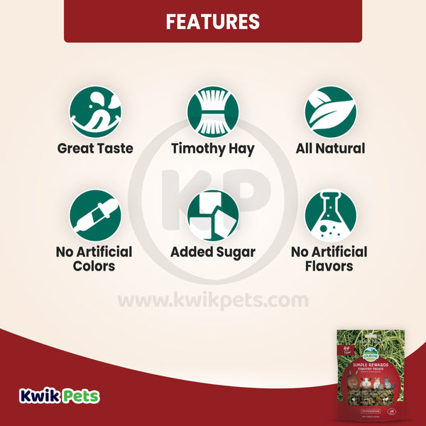 Oxbow Animal Health Simple Rewards High Fiber Timothy Small Animal Treats, 1.4 oz, Oxbow