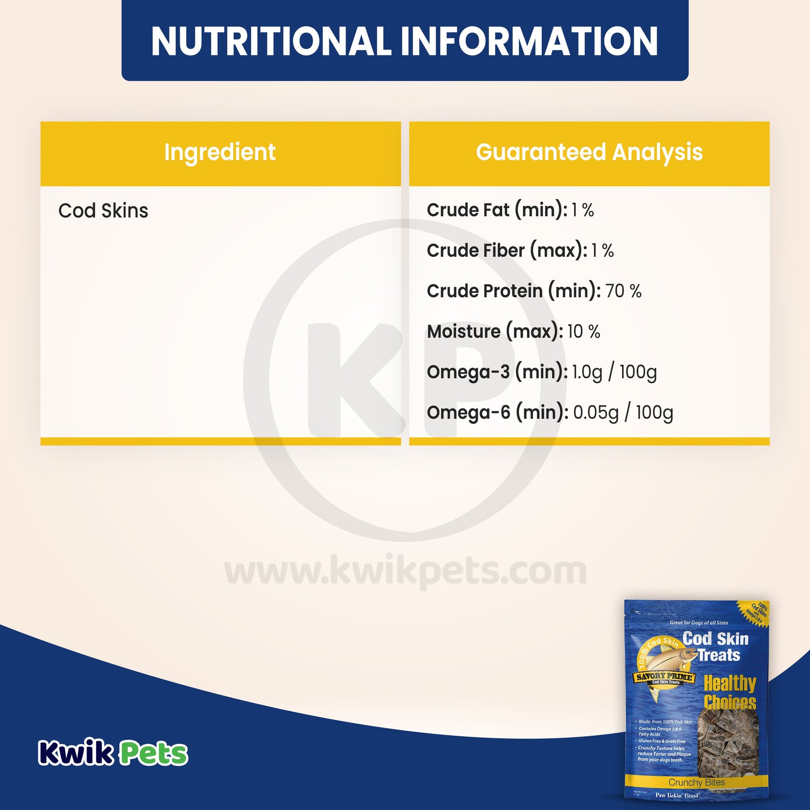 Information about Savory Prime Cod Skin Crunchy Bites Dog Treats 4-oz