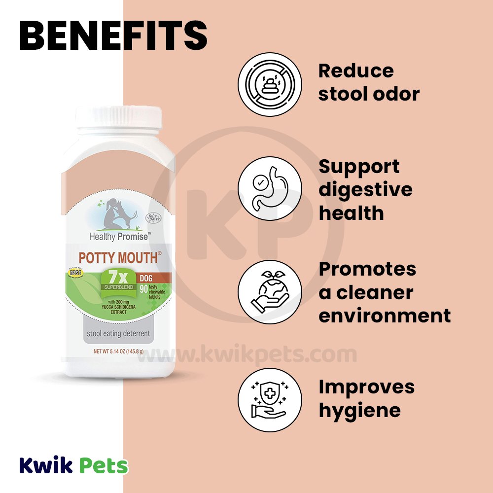 Benefits of Four Paws Healthy Promise Potty Mouth Coprophagia Stool Eating Deterrent Dog Chewable Tablets 90 Count 5.14-oz