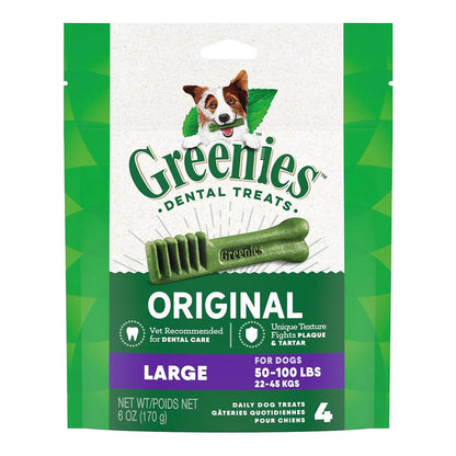 Greenies Dog Dental Treats Original, 6 oz, 4 ct, Large, Greenies