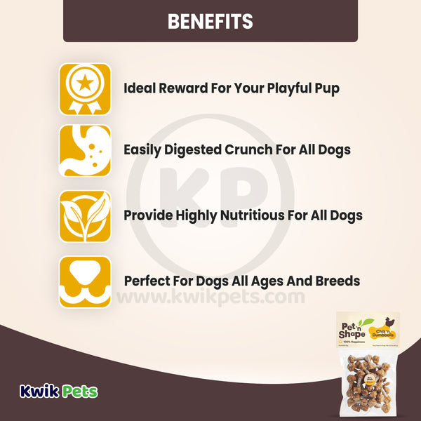 Benefits of Pet 'n Shape Chik 'n Dumbbells Jerky Dog Treats 8-oz