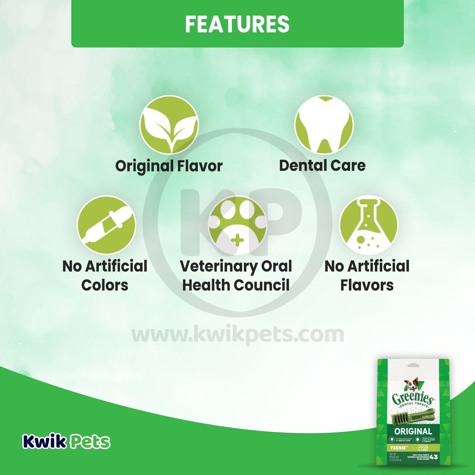 Greenies Dog Dental Treats Original, Teenie, 43 Count, 12 oz., Greenies