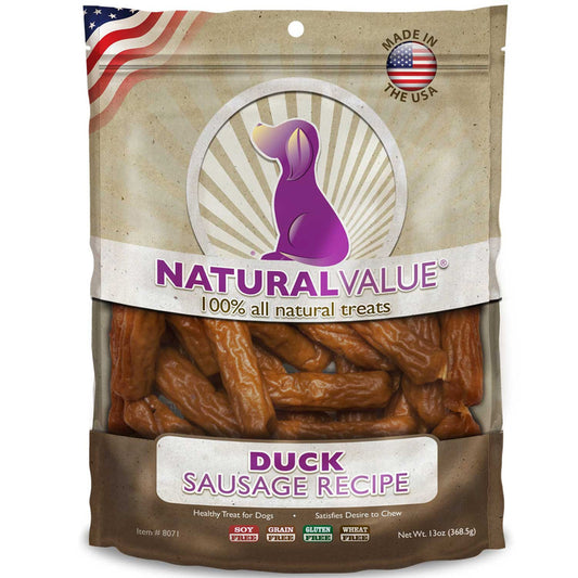 Loving Pets Natural Value Sausages Dog Treats Duck, 13 oz, Loving Pets