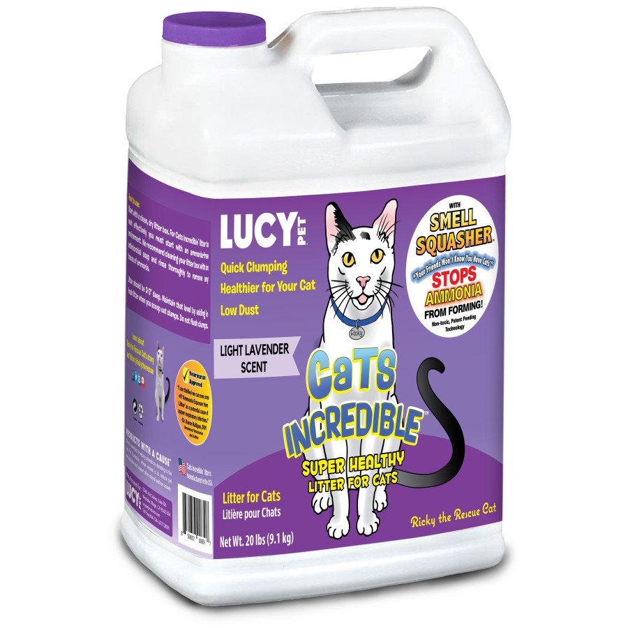 Lucy Pet Products Cats Incredible™ Clumping Cat Litter Light Lavender Scent 20 lb, Lucy Pet