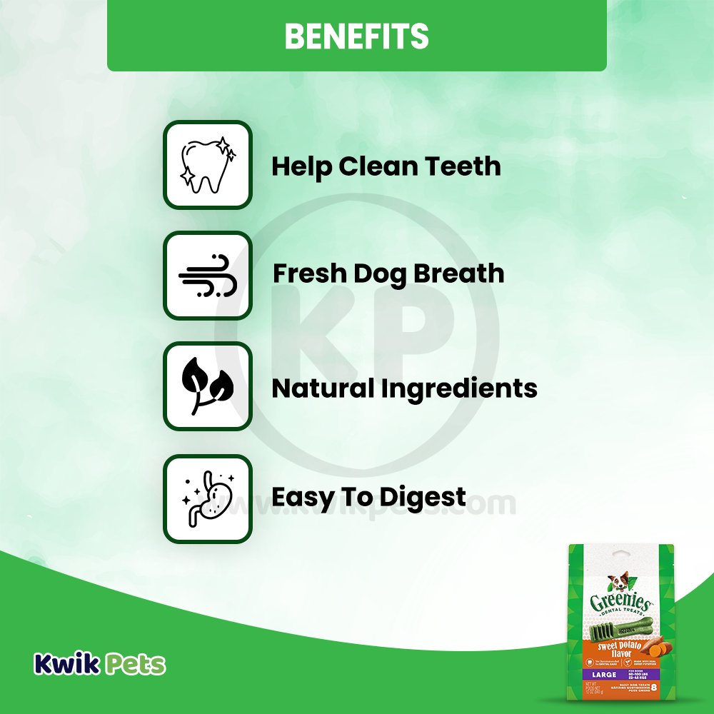 Greenies Dog Dental Treats Sweet Potato, Large, 8 ct, 12 oz, Greenies