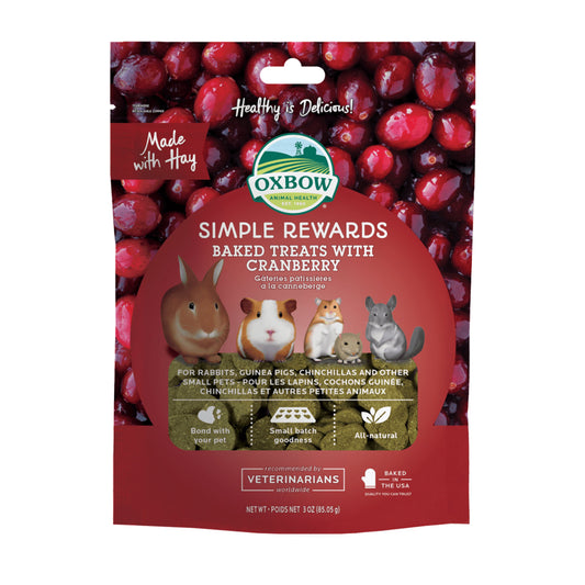 Oxbow Animal Health Simple Rewards Baked Small Animal Treats w/Cranberry, 3 oz, Oxbow
