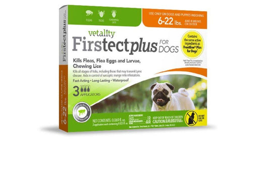 Vetality Firstect Plus Flea & Tick for Dogs, 6-22 lb, 3 ct, Vetality