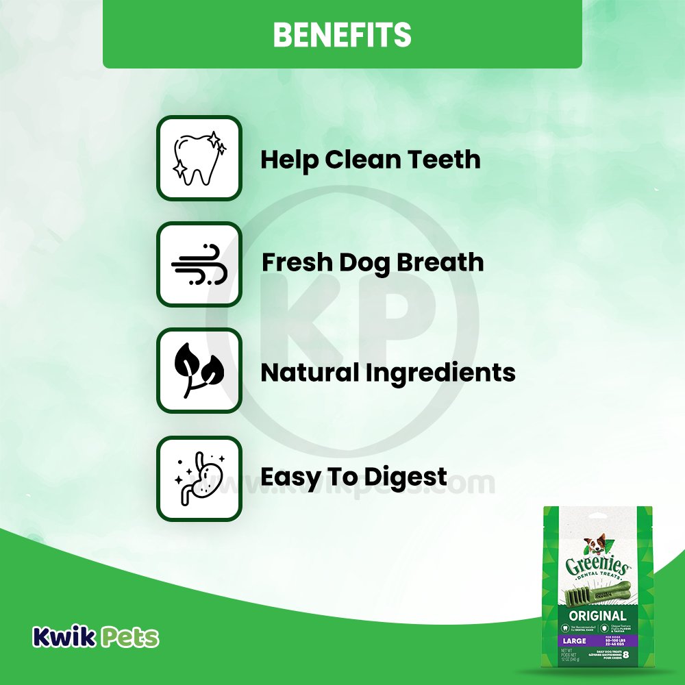 Greenies Dog Dental Treats Original, 12 oz, 8 ct, Large, Greenies