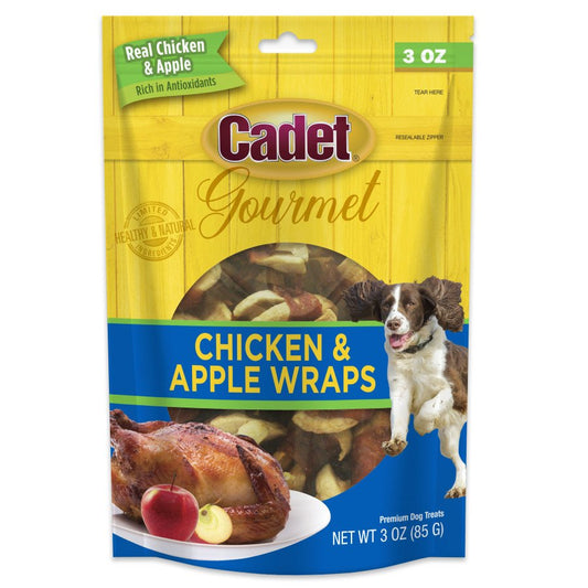 Cadet Gourmet Chicken & Apple Wrapped Dog Treats Wraps, Chicken & Apple, 3 oz, Cadet