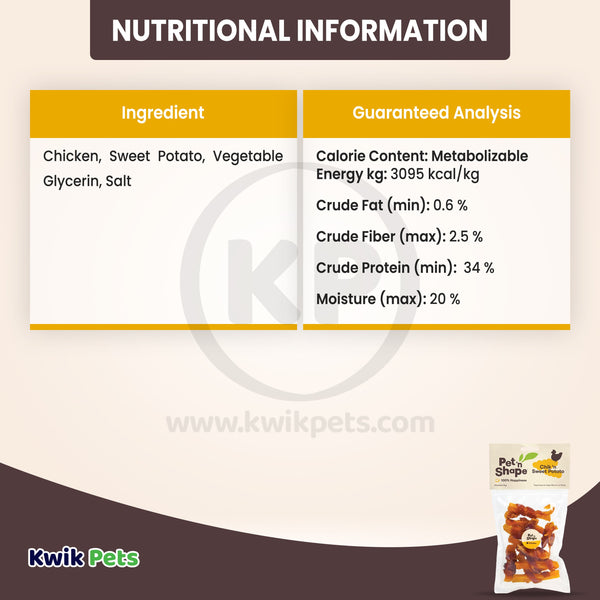 Information of Pet 'n Shape Chik 'n Sweet Potato Jerky Dog Treats 4-oz