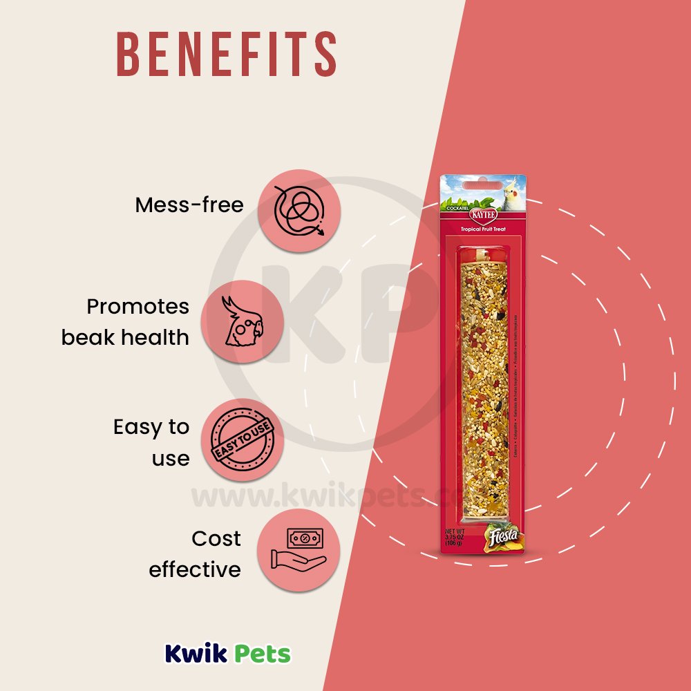 Kaytee Fiesta Cockatiel Tropical Fruit Stick 3.75oz, Kaytee