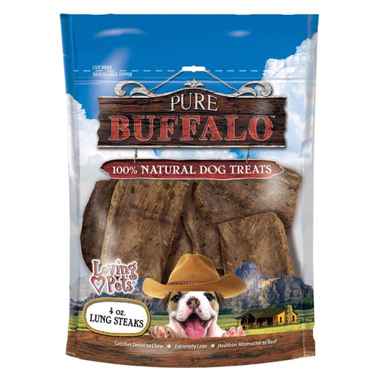 Loving Pets Pure Buffalo Lung Steaks Dog Treat 4 oz, Loving Pets