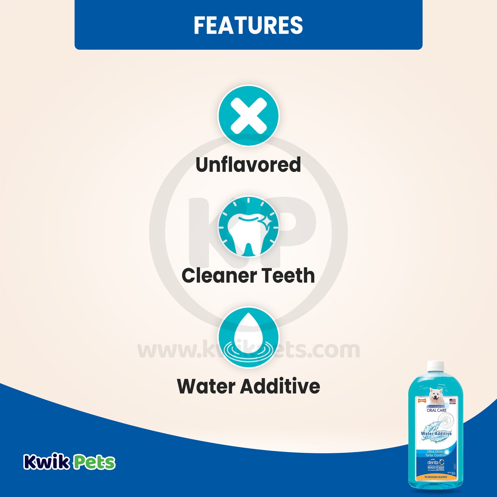 Features of Nylabone Advanced Oral Care Water Additive for Dogs Original 32-oz