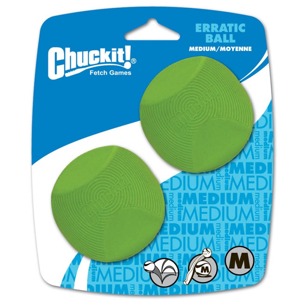 Chuckit! Erratic Dog Toy Ball Green 2 pk, Medium