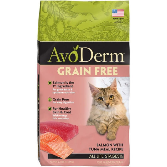 AvoDerm Natural Grain Free Salmon with Tuna Meal Dry Cat Food, 2.5 lb, AvoDerm