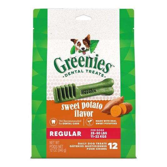 Greenies Dog Dental Treats Sweet Potato, Regular, 12 ct, 12 oz, Greenies