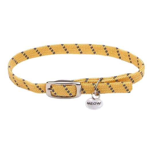 Elasta Cat Reflective Safety Stretch Collar with Reflective Charm Yellow 3/8 In X 10 in, Elasta Cat