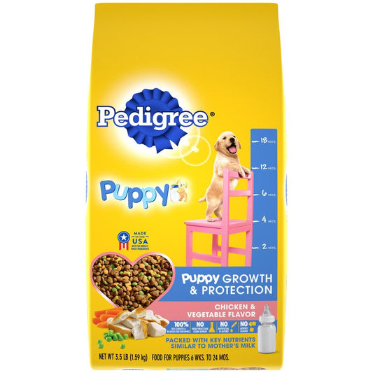 Pedigree Puppy Growth & Protection Dry Dog Food Chicken & Vegetable, 3.5-lb - 1