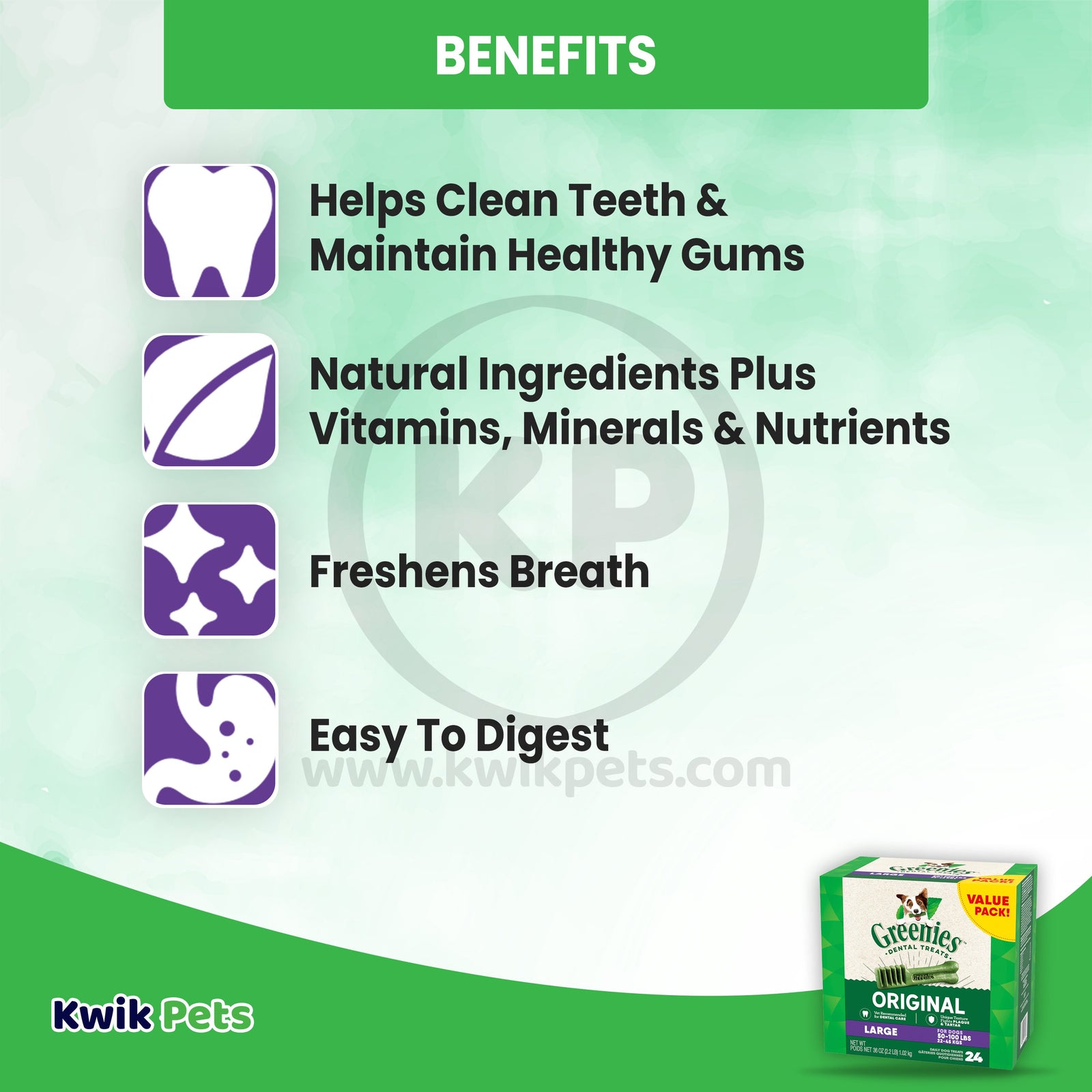 Benefits of Greenies Original Dog Dental Treats Large 36-oz 24 Count
