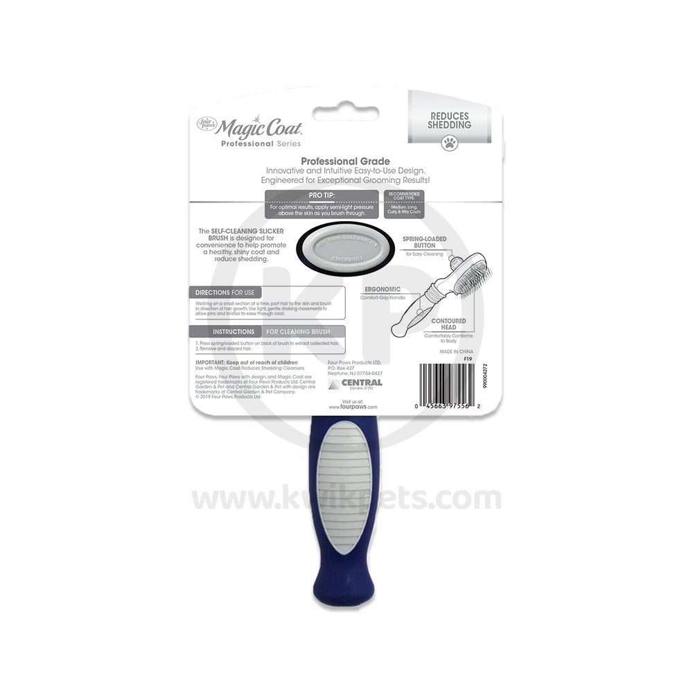 Four Paws Magic Coat Professional Series Self-Cleaning Slicker Brush One Size, Four Paws