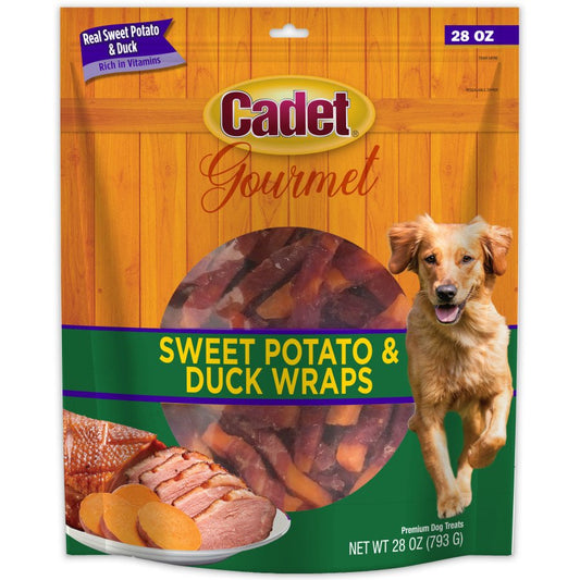 Cadet Gourmet Sweet Potato & Duck Wrapped Dog Treats Wraps, Duck & Sweet Potato, 28oz, Cadet