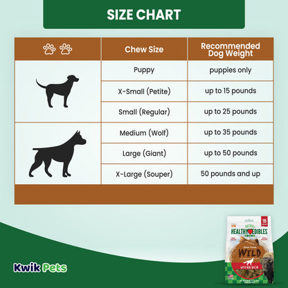 Nylabone Healthy Edibles Wild Natural Long Lasting Bison Dog Chew Treats Bison, Small/Regular (16 ct) - Up To 25 Ibs., Nylabone