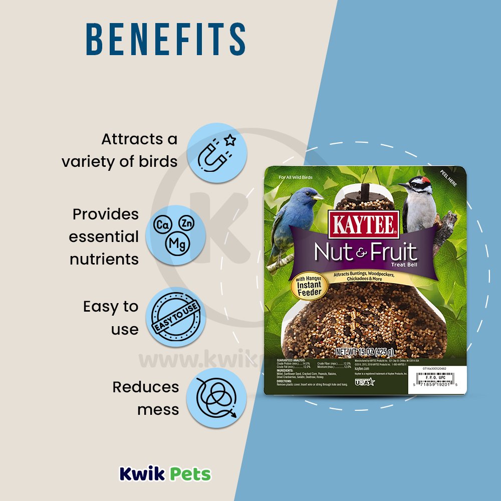 Kaytee Nut & Fruit Seed Treat Bell 15 oz, Kaytee