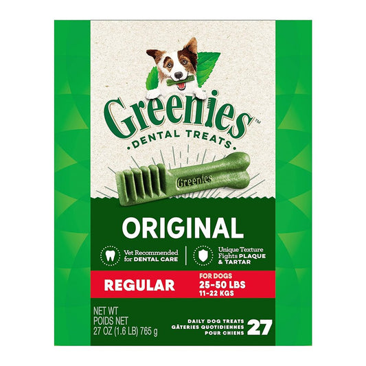 Greenies Dog Dental Treats Original, 27 oz, 27 ct, Regular, Greenies