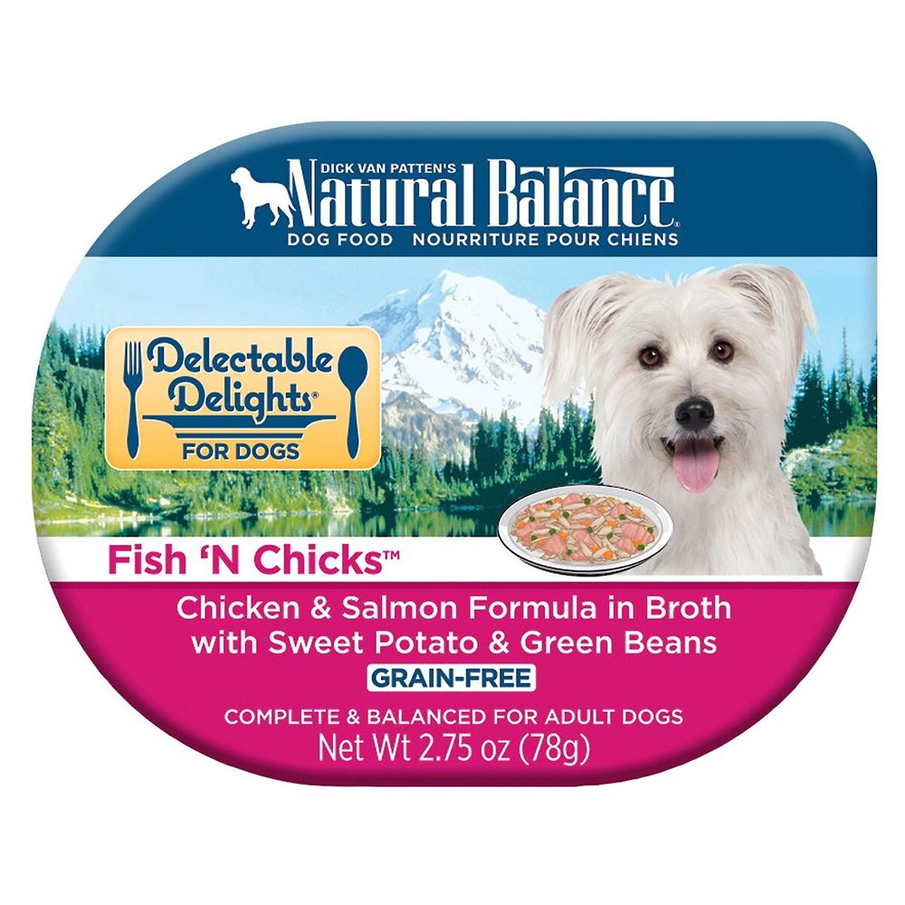 Natural Balance Pet Foods Delectable Delights Grain Free Wet Dog Food Fish 'N Chicks in Broth, 2.75 oz, Natural Balance