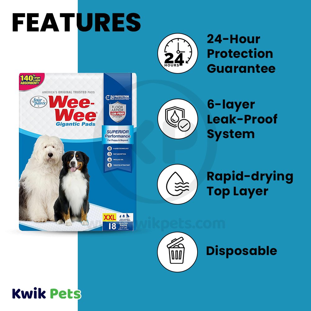 Four Paws Wee-Wee Gigantic Dog Training Pads Gigantic, 18 ct, Four Paws