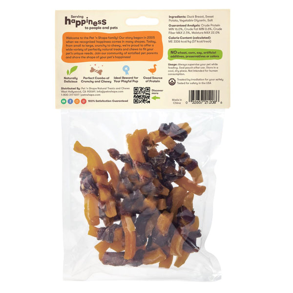 Back of Pet 'n Shape Duck 'n Sweet Potato Jerky Dog Treats 8-oz
