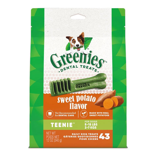 Greenies Dog Dental Treats Sweet Potato, Teenie, 43 ct, 12 oz, Greenies