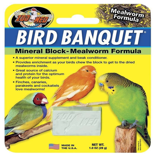 Zoo Med Bird Banquet Mineral Block Mealworm Formula Small, Zoo Med