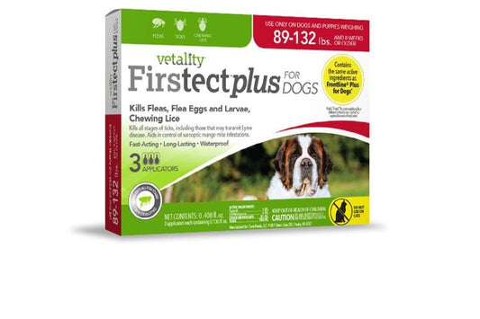 Vetality Firstect Plus Flea & Tick for Dogs, 89-132 lb, 3 ct, Vetality