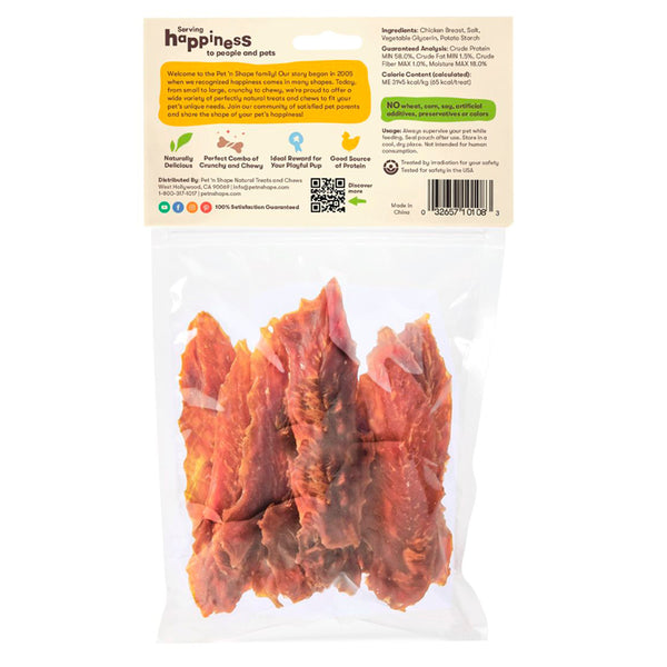 Back of Pet 'n Shape Chik 'n Breast Jerky Dog Treats 8-oz