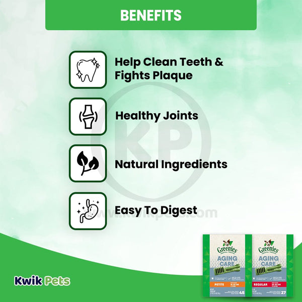 Greenies Senior Aging Care Regular Natural Dental Dog Treats, 27oz, Greenies