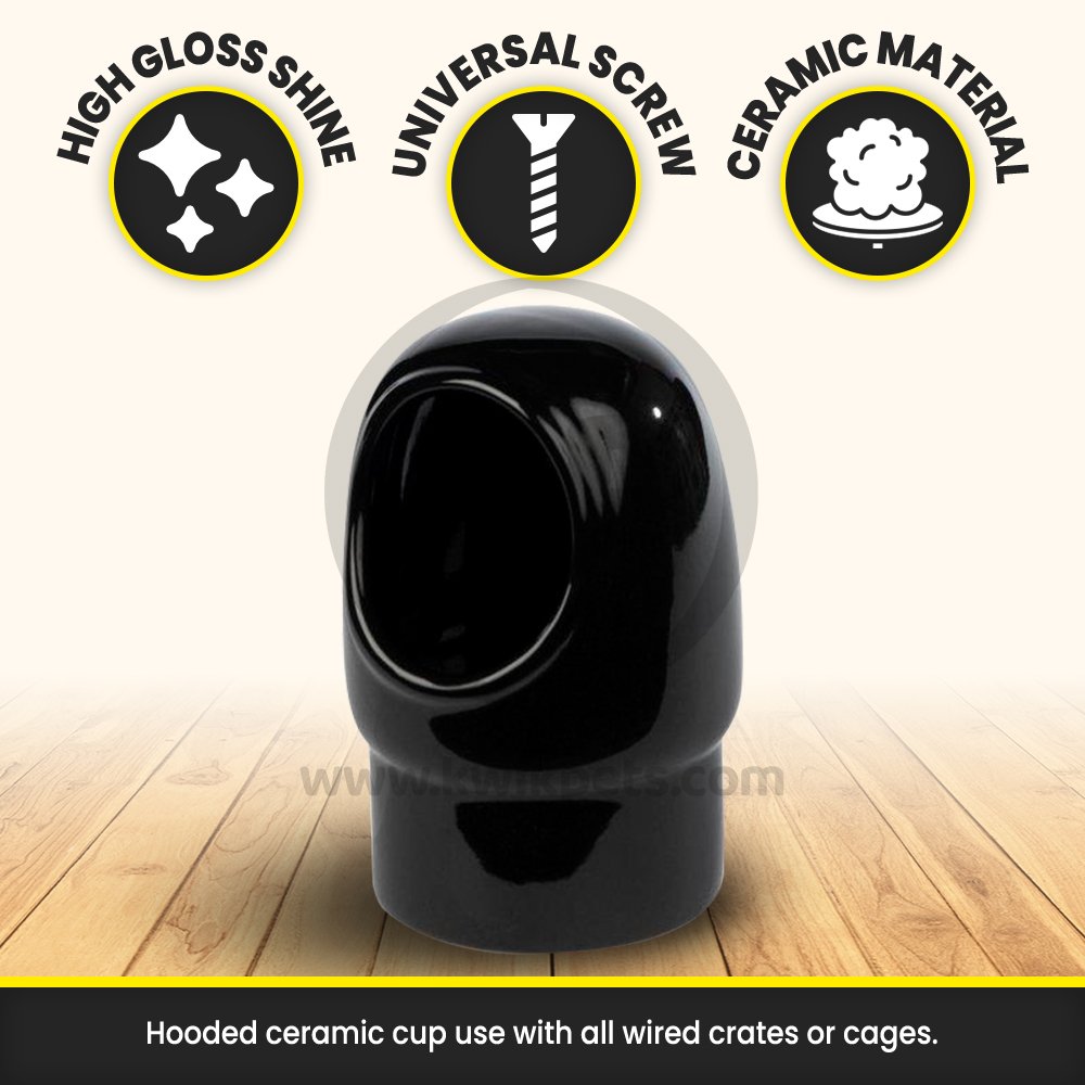 Prevue Pet Products Small Hooded Ceramic Cup with Screw Attachment 4oz, Prevue Pet Products