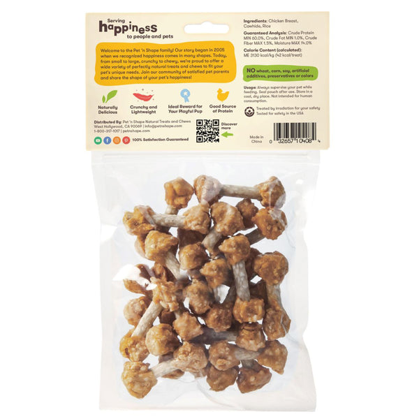 Back of Pet 'n Shape Chik 'n Dumbbells Jerky Dog Treats 8-oz