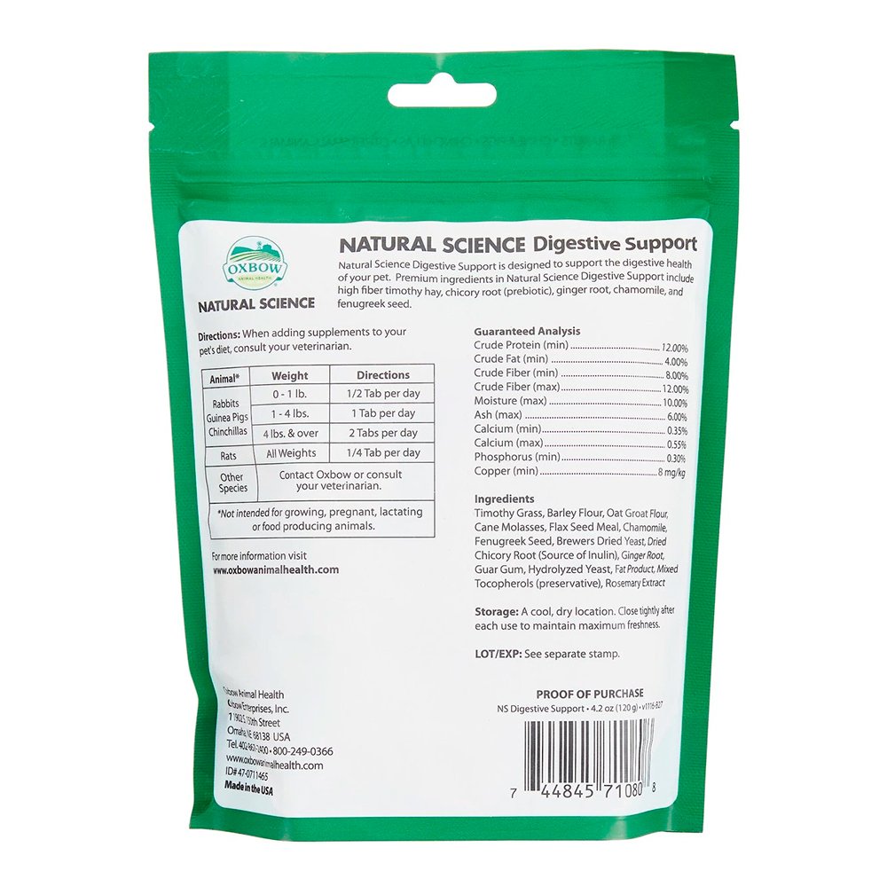 Oxbow Animal Health Natural Science Small Animal Digestive Support Supplement, 4.2 oz, Oxbow