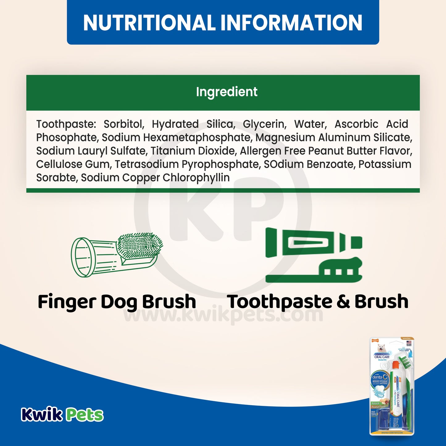 Nylabone Advanced Oral Care Natural Dog Dental Kit Dog, Peanut Butter, (3 ct), Nylabone