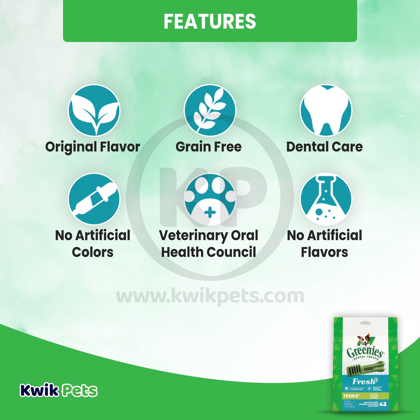 Greenies Dog Dental Treats Fresh, 27 oz, 43 ct, Teenie, Greenies