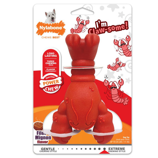 Nylabone Power Chew Lobster Dog Toy Filet Mignon, Medium/Wolf - Up To 35 lb, Nylabone