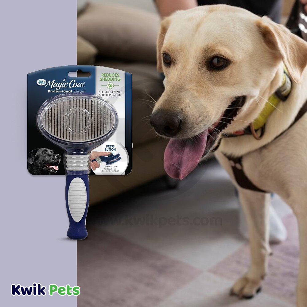 Four Paws Magic Coat Professional Series Self-Cleaning Slicker Brush One Size, Four Paws